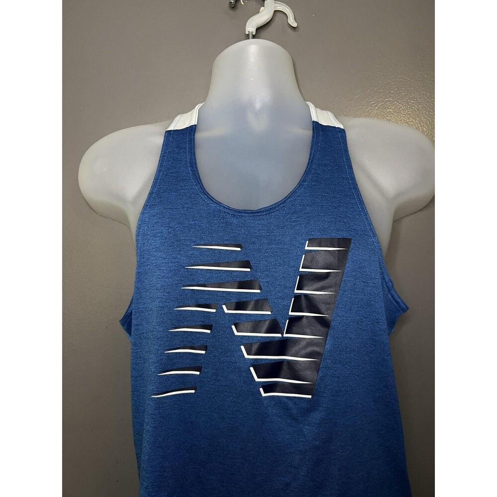 New Balance Tank Top Mens Small Blue Mesh Racerback Running Singlet Logo